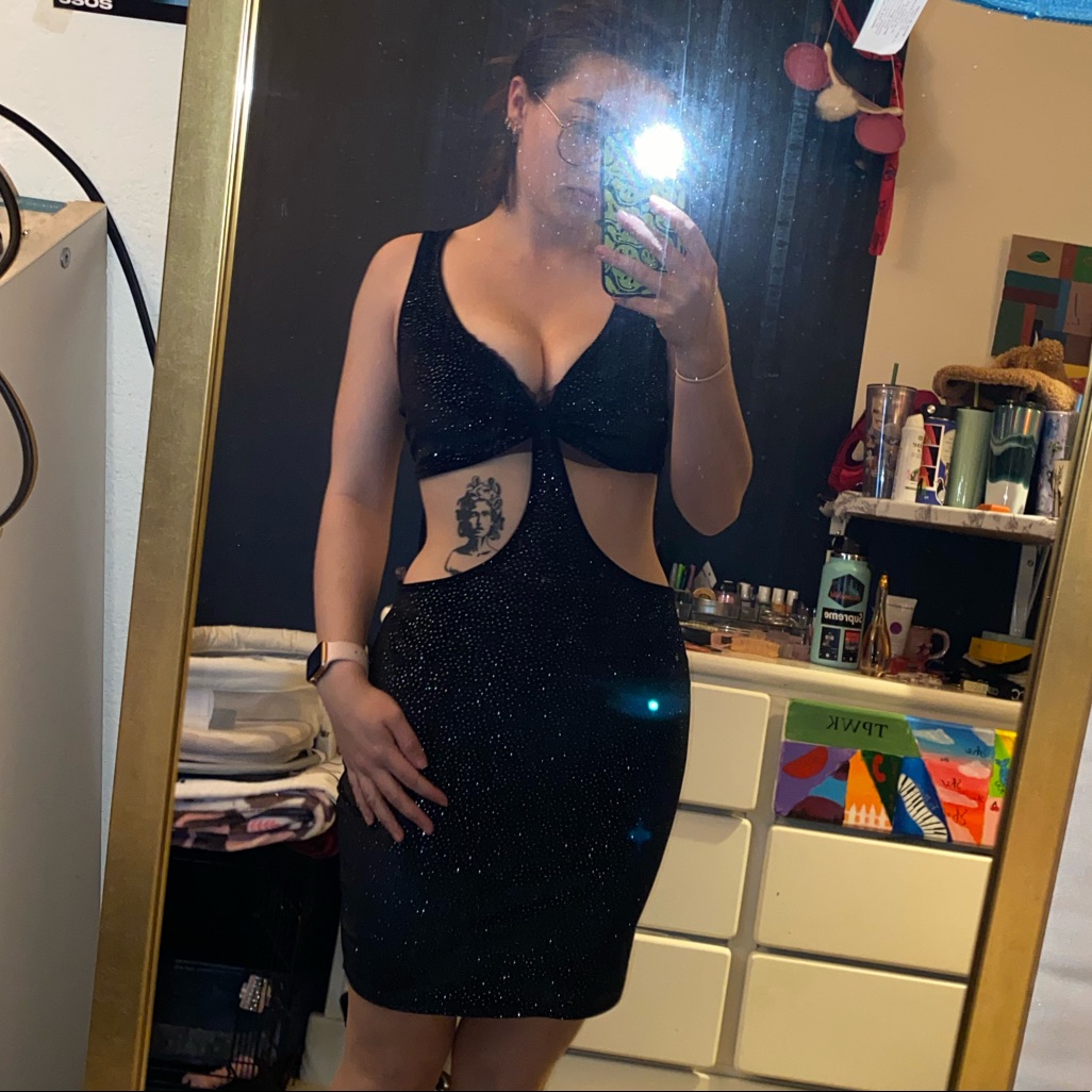 Black Sparkly Cutout Dress